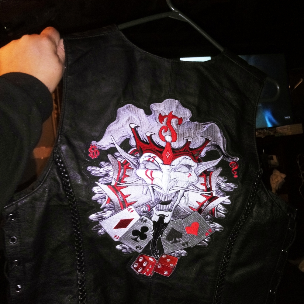 Leather bikers vest